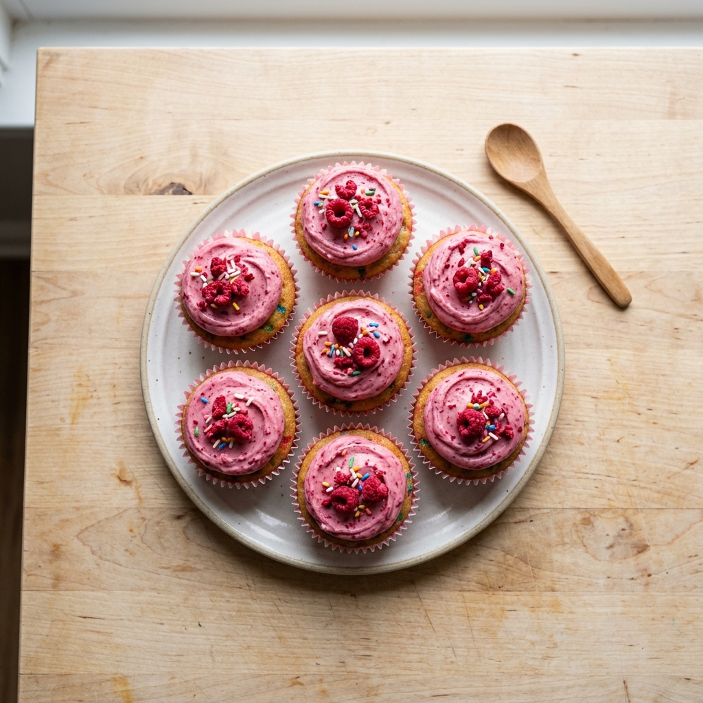 Pink Funfetti Cupcakes with Raspberry Buttercream