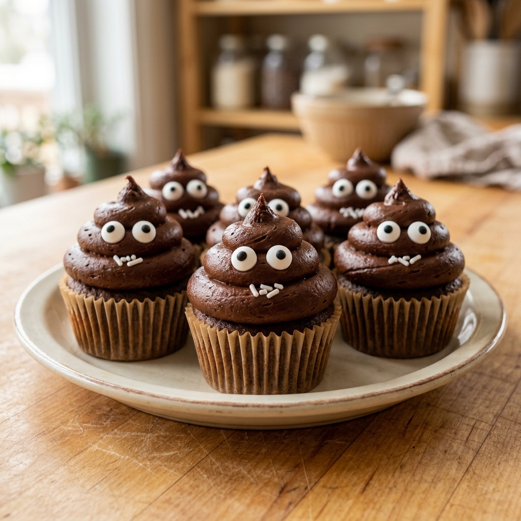 Poop Emoji Valentine Cupcakes