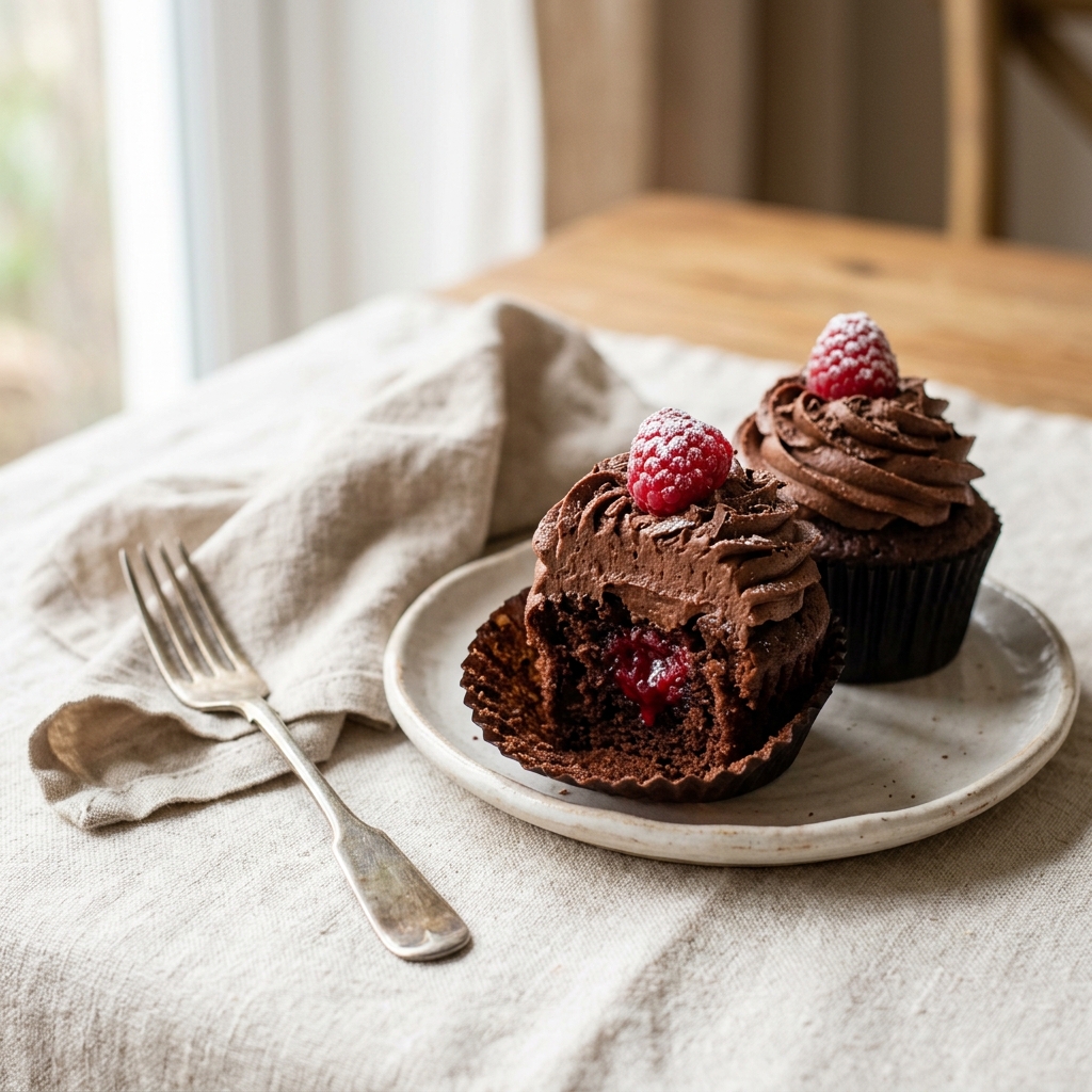 Raspberry Chocolate Valentines Cupcakes