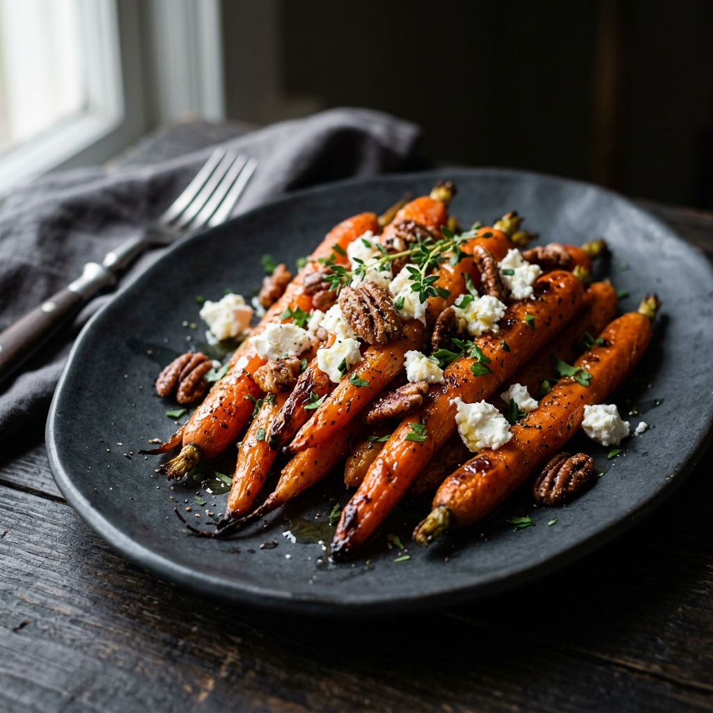 Roasted Carrots Pecans and Goat Cheese