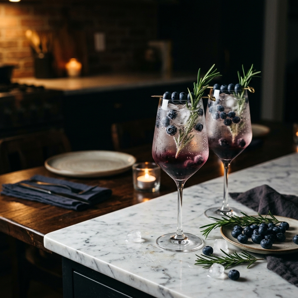 Rosemary Blueberry Vodka Spritzers
