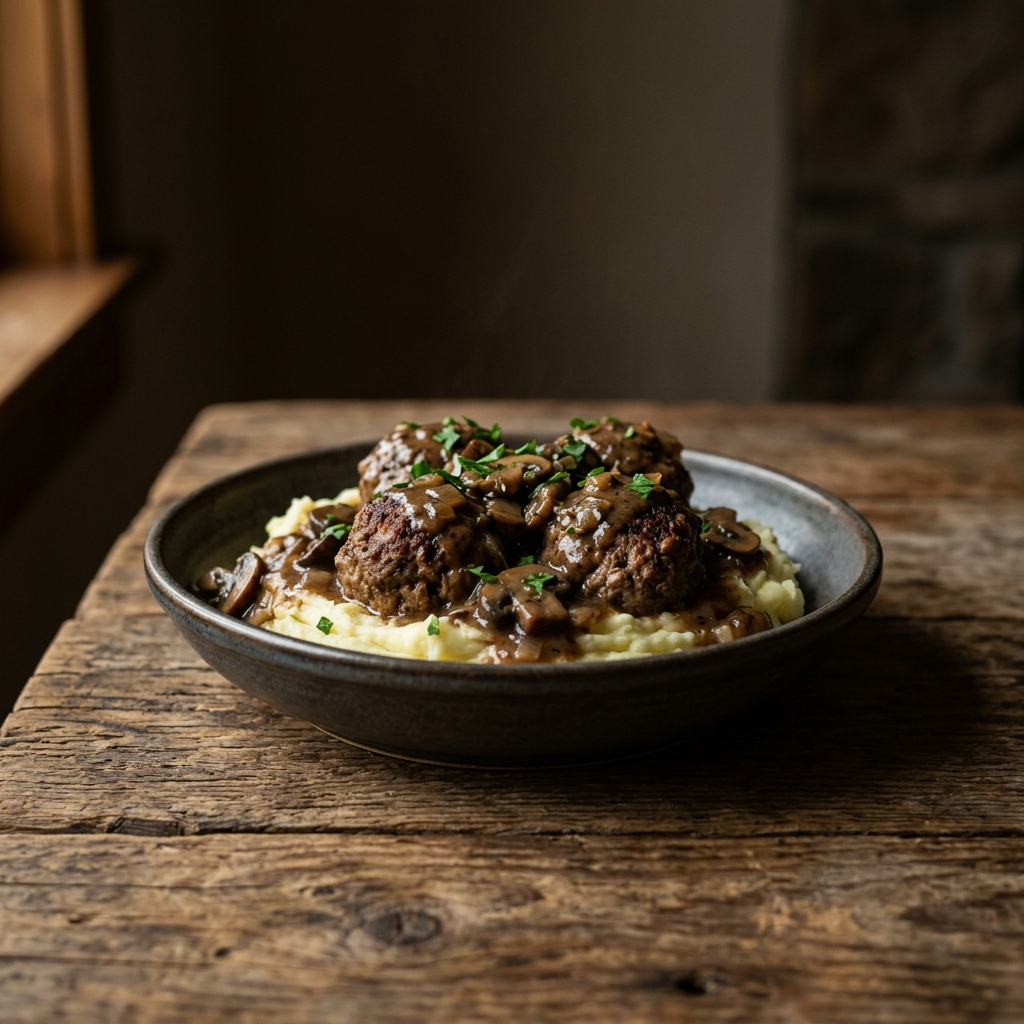 Salisbury Steak Meatballs with Gravy