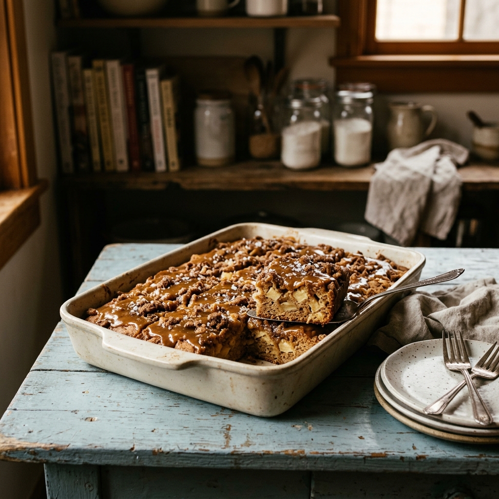 Salted Caramel Apple Sheet Cake