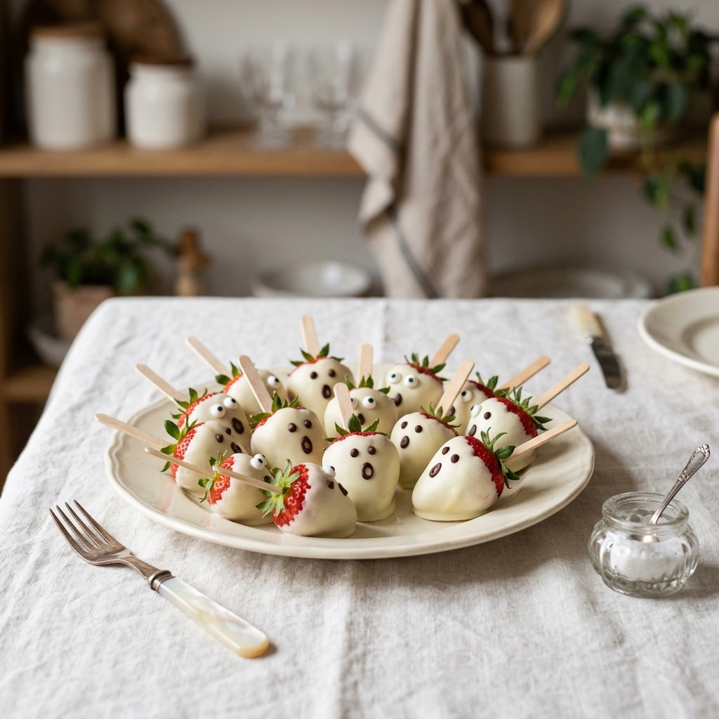 Simple Strawberry Ghost Pops