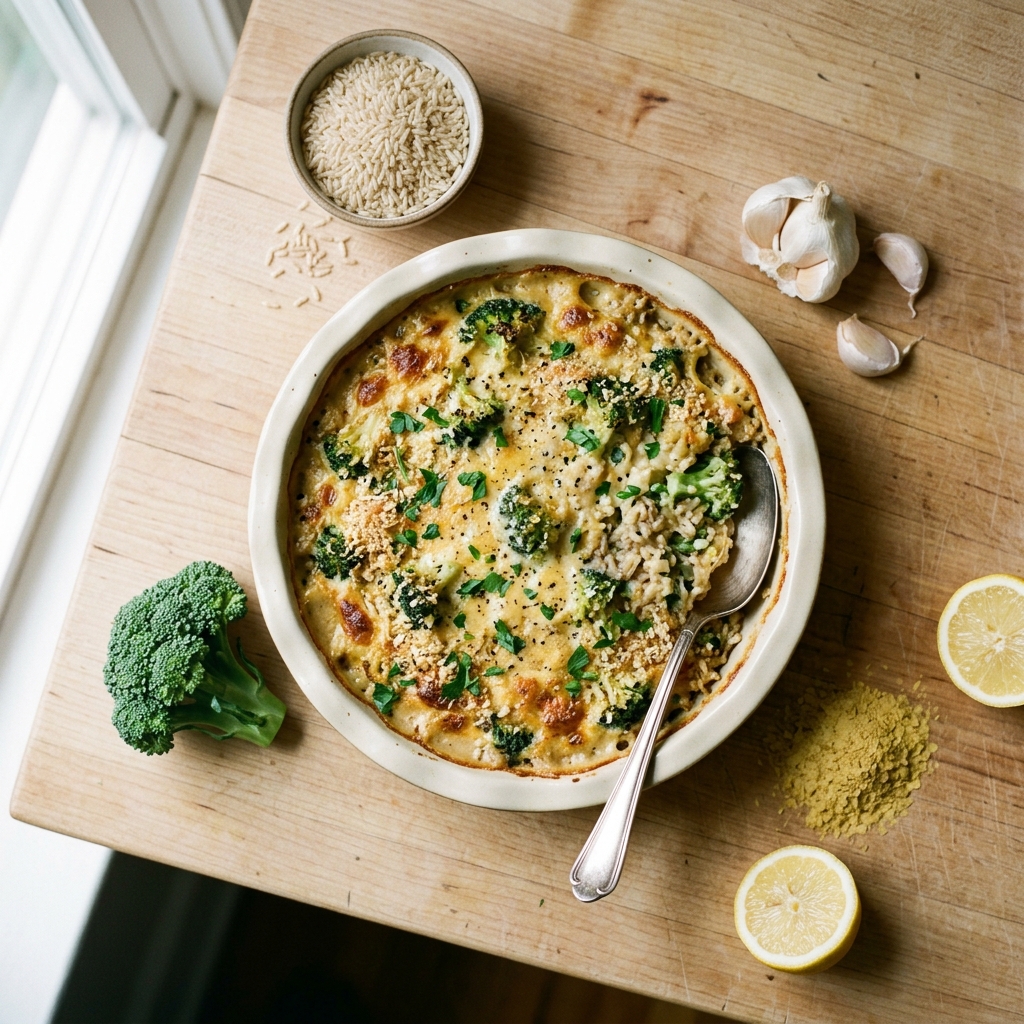 Vegan Cheesy Broccoli and Rice
