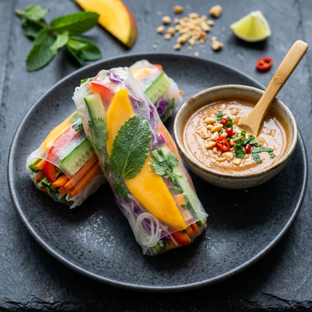 Vegan Summer Rolls with Peanut Sauce
